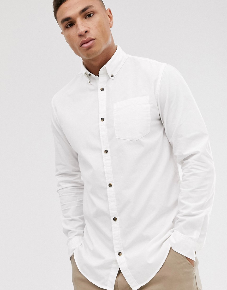фото Белая поплиновая рубашка с длинными рукавами jack & jones originals-белый