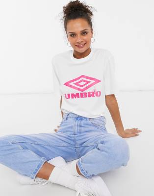 фото Белая прямая футболка с логотипом umbro-белый