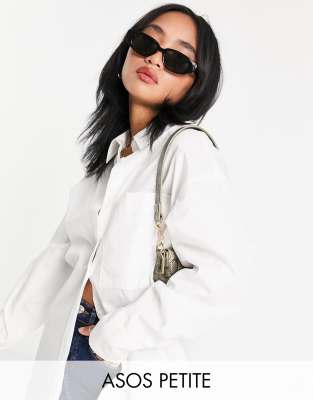 Топы Белая рубашка бойфренда с длинными рукавами ASOS DESIGN Petite-Белый