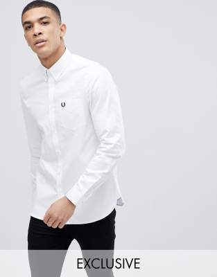 фото Белая саржевая рубашка fred perry эксклюзивно для asos-белый