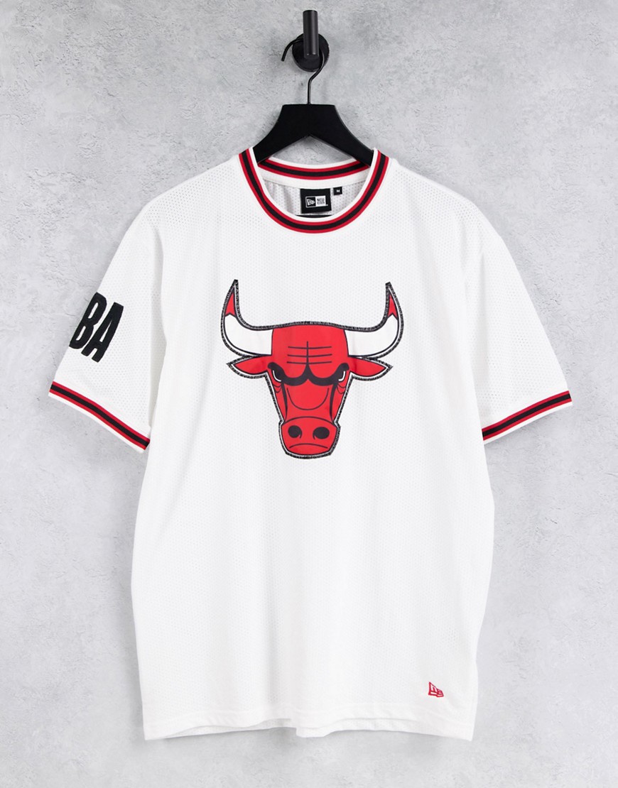 фото Белая сетчатая oversized-футболка с логотипом и принтом "chicago bulls" new era nba-белый