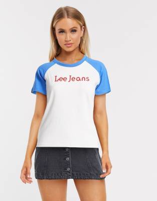 фото Белая/синяя футболка с рукавами реглан lee-белый lee jeans