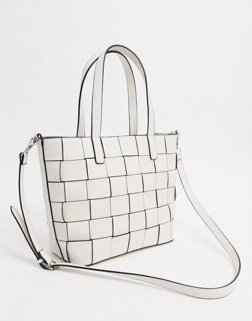 фото Белая сумка-тоут с плетеным дизайном stradivarius-белый