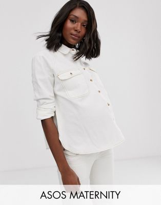 фото Белая свободная джинсовая рубашка asos design maternity-белый asos maternity