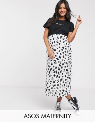 фото Белая юбка миди с леопардовым принтом asos design maternity-мульти asos maternity