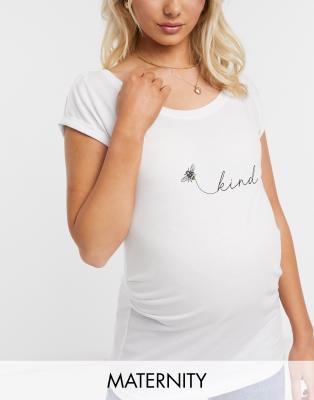 фото Белая футболка с надписью "bee kind" new look maternity-белый