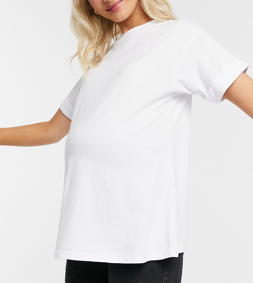 Белая свободная футболка с отворотами ASOS DESIGN Maternity-Белый от ASOS Maternity
