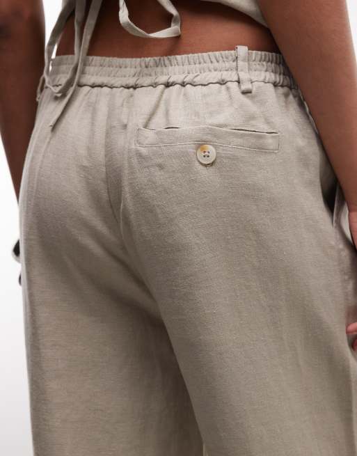 Belier 100% linen wide leg pants in oatmeal (part of a set), 4 of 5