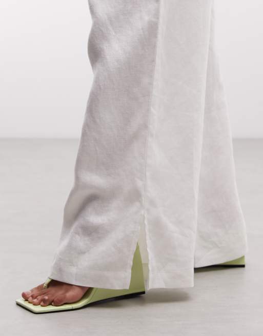 Belier 100% linen wide leg trousers co-ord in white, 4 of 5