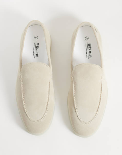 Belier Amalfi suede textured loafers in sand - view 1