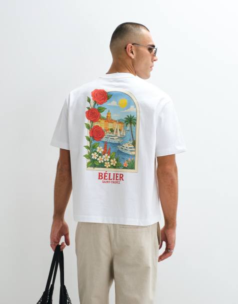 Belier - Camiseta blanca con estampado gráfico de lugar en la espalda - view 1