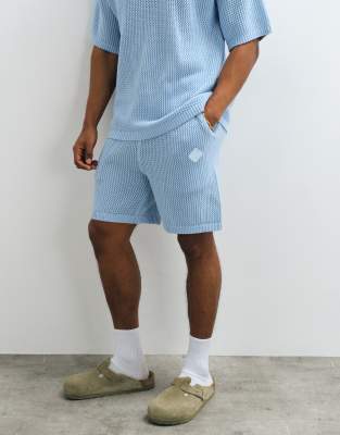 Belier Crochet Knit Logo Patch Shorts In Blue