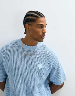 Belier Crochet Knit Logo Patch T-shirt In Blue