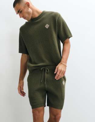 Belier Crochet Knit Shorts In Green