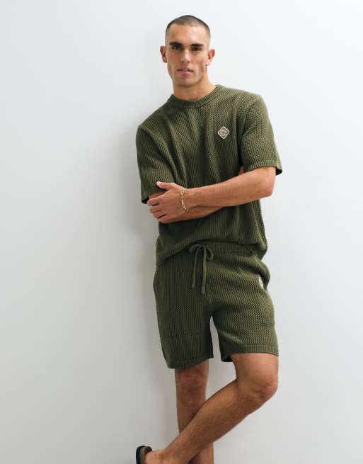 Belier crochet knit shorts in olive - part of a set, 4 of 5