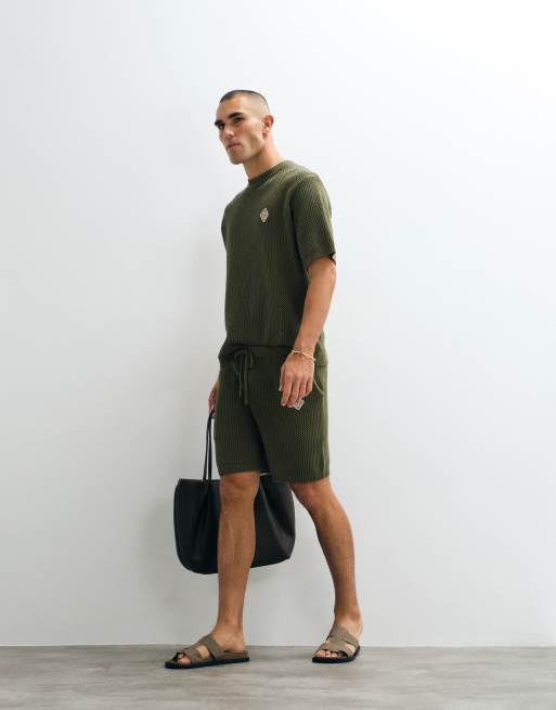 Belier crochet knit t-shirt in olive (part of a set), 2 of 5