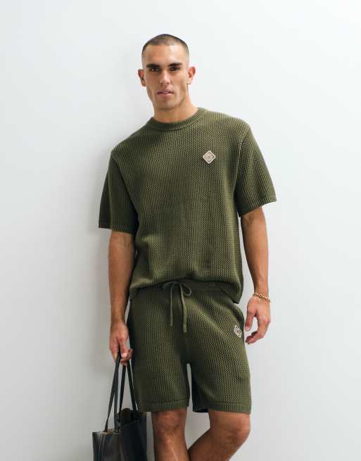 Belier crochet knit t-shirt in olive (part of a set), 4 of 5