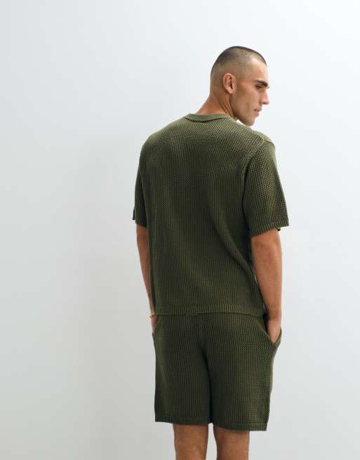 Belier crochet knit t-shirt in olive (part of a set), 5 of 5