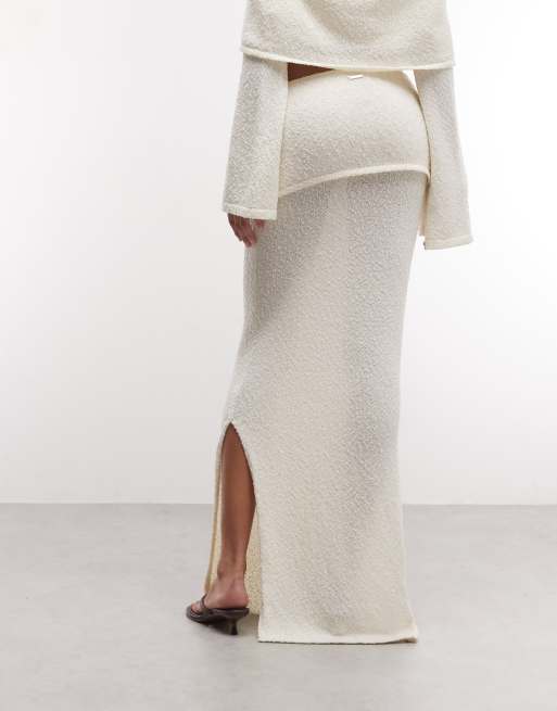 Belier falda maxi de punto con cintura doblada, conjunto, en blanco roto, 4 de 5