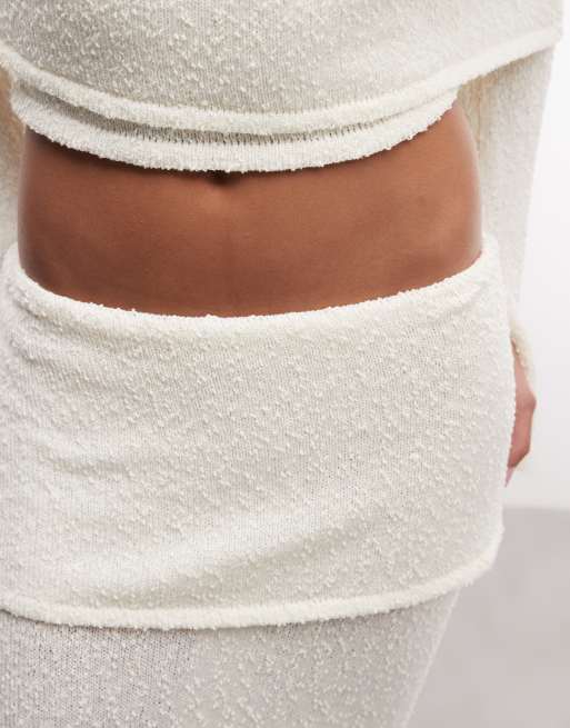 Belier gonna lunga in maglia con vita ripiegata, coordinato, bianco sporco, 3 di 5