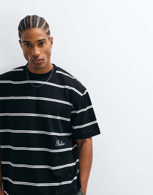 Belier Jordan stripe t-shirt in black, 5 of 5