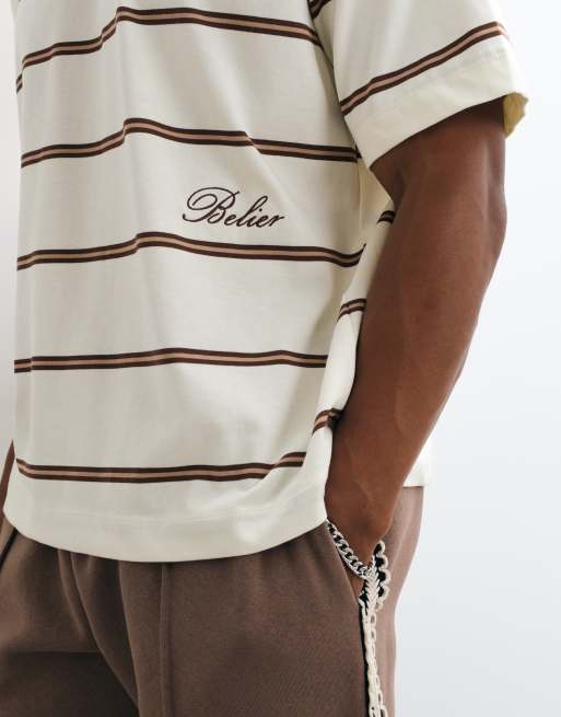 Belier Jordan stripe t-shirt in off White, 3 of 5