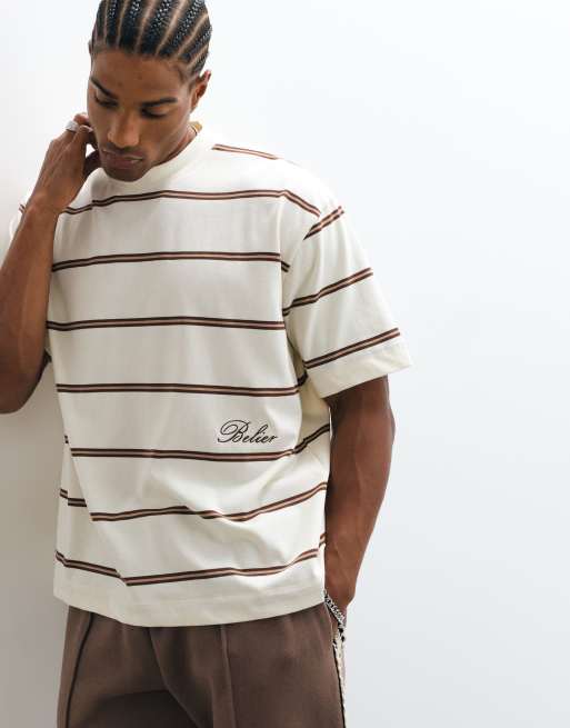 Belier Jordan stripe t-shirt in off White, 5 of 5