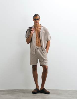 Belier Leon Crochet Knit Shorts In Brown