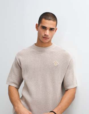 Belier Leon Crochet Knit T-shirt In Brown
