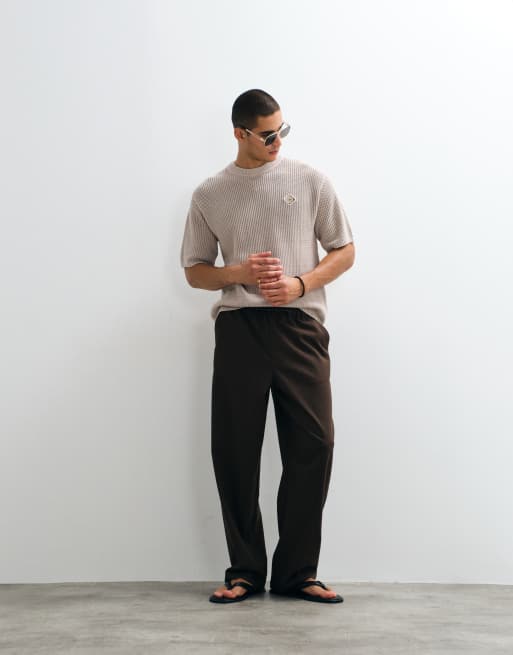 Belier leon crochet knit t-shirt in taupe, 3 of 9
