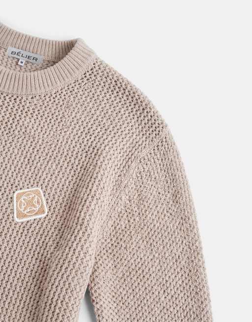Belier leon crochet knit t-shirt in taupe, 9 of 9