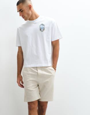 Belier Linen Mix Pull On Shorts In Neutral