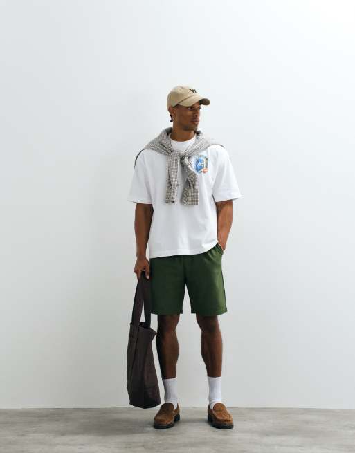 Belier linen mix pull on shorts in olive, 2 of 5