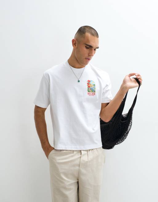 Belier location back print graphic t-shirt in white, 2 of 5