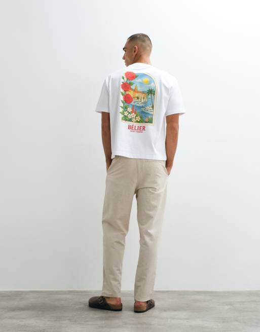 Belier location back print graphic t-shirt in white, 5 of 5