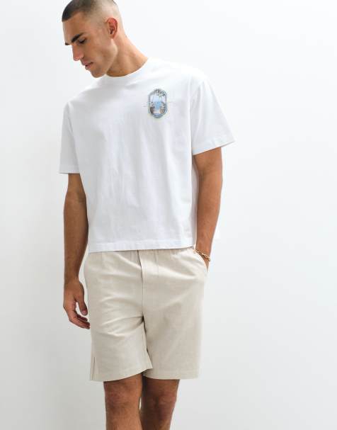 Belier - Lyse beige pull-on-shorts i hørblanding - view 1