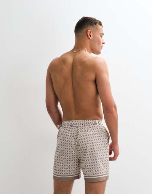 Belier - Mokkabrune badeshorts med emblemprint, 5 af 5