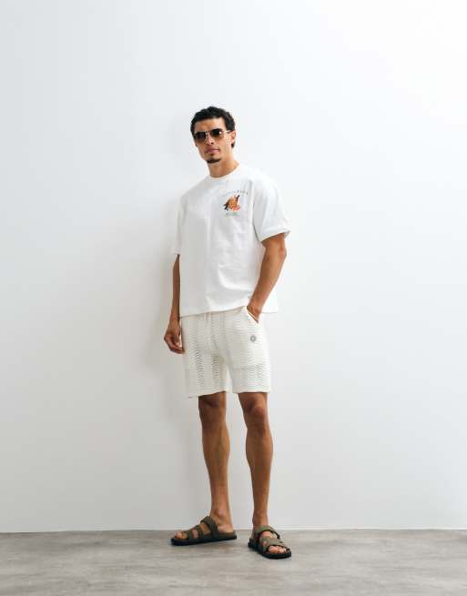 Belier old fashioned t-shirt med grafiskt ryggtryck i off white, 3 av 5