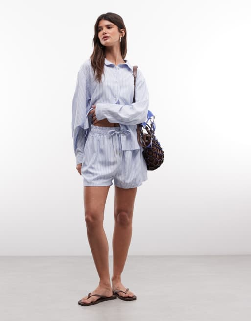 Belier oversized long sleeve striped shirt in blue & white - part of a set, 2 of 4