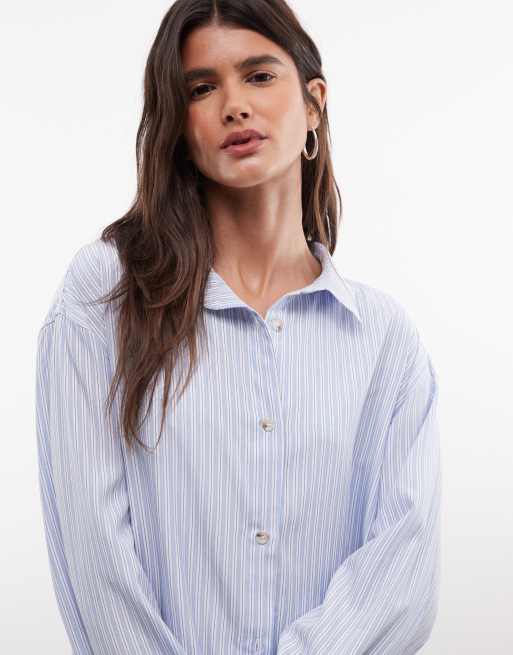 Belier oversized long sleeve striped shirt in blue & white - part of a set, 4 of 4