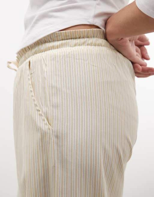 Belier pantaloncini coordinati a vita paperbag a righe gialle e bianche, 4 di 5