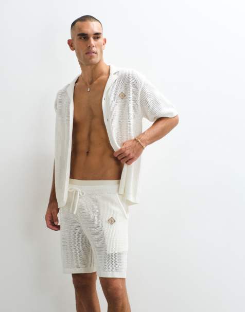 Belier - Pantalones cortos blancos con cordón ajustable de punto de croché (parte de un conjunto) - view 1