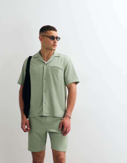 Belier - Pantalones cortos verde salvia de sirsaca texturizada (parte de un conjunto), 2 de 5