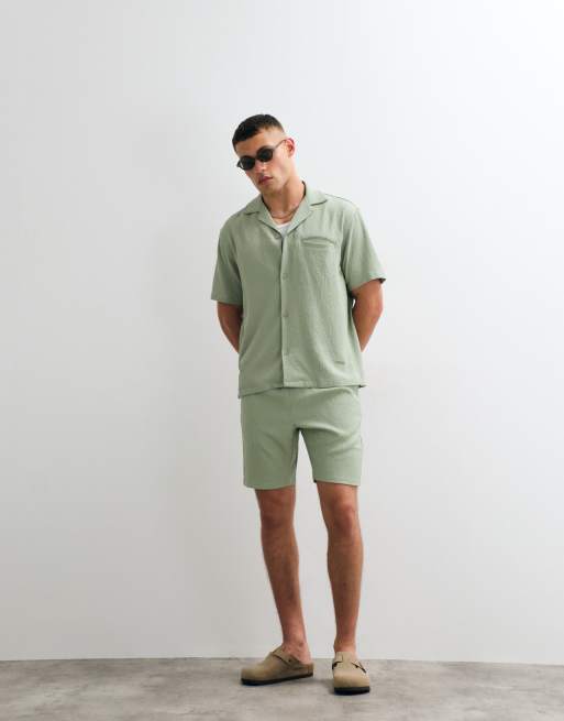 Belier - Pantalones cortos verde salvia de sirsaca texturizada (parte de un conjunto), 3 de 5