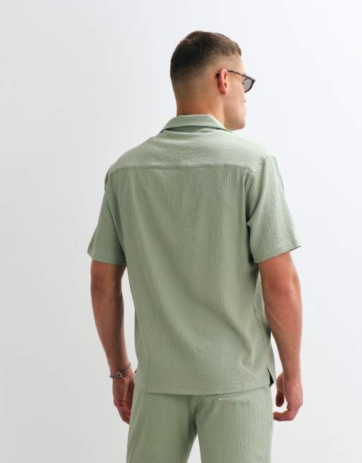 Belier - Pantalones cortos verde salvia de sirsaca texturizada (parte de un conjunto), 4 de 5