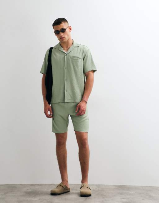 Belier - Pantalones cortos verde salvia de sirsaca texturizada (parte de un conjunto), 5 de 5