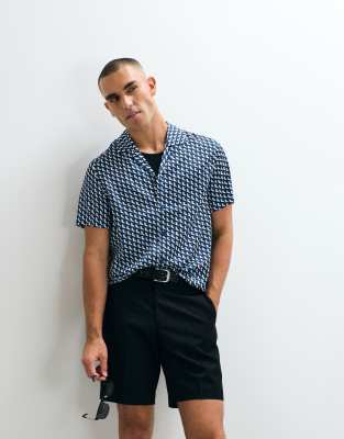 Belier Revere Collar Illusuion Print Shirt In Multi