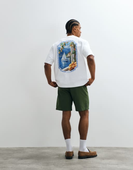 Belier - Short van linnenmix met elastische taille in olijfgroen, 3 van 5