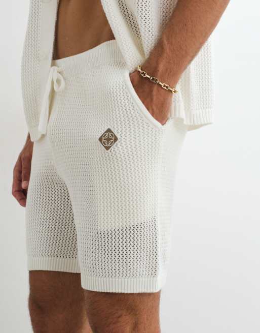 Belier – Shorts aus Häkelstrick in Weiß mit Kordelzug, Kombiteil, 5 von 5