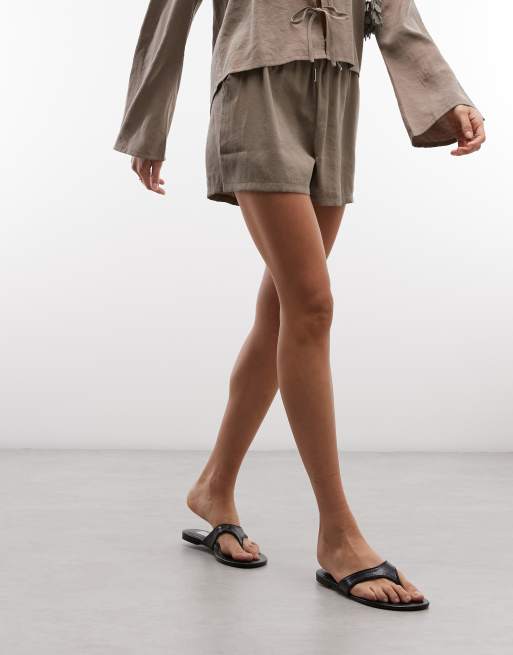 Belier soft touch drawstring waist shorts co-ord in taupe, 2 of 5
